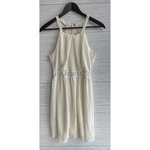 Ya Los Angeles Halter Ivory W/lace Detail Dress Mini Cocktail Small